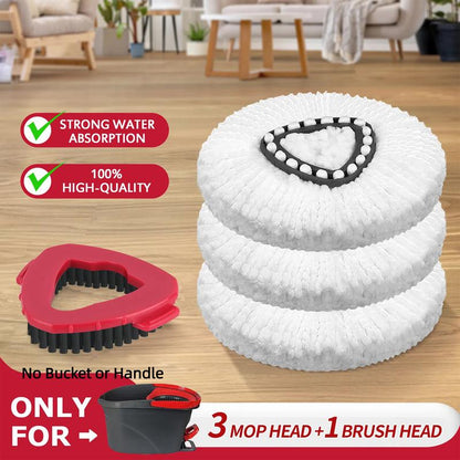 Mop Head & Scrub Brush Refill for O-Cedar Easywring 1 Tank System Only. Bucket & Handle NOT Included. Perfect Suitable Cleaners Pack Cleaning