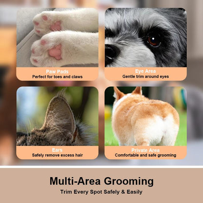 Pet Hair Trimmer, Multifunctional Pet Hair Trimmer Waterproof Rechargeable Shaver with LED Light for Paws Eyes Ears Face Buttocks for Small Dogs and Cats，50Db Quiet Shave Pet Pumpkin