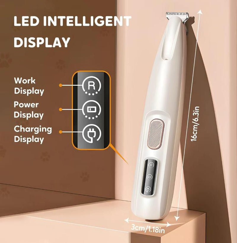 Pet Trimmer for Dogs and Cats Waterproof Shaver with LED Light 18Mm Widen Blade Multifunctional Clippers for Paws Eyes Ears Face Rump USB Rechargeable Grooming Accessories