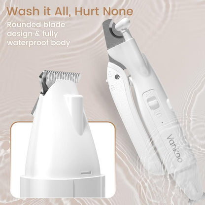 Vankoo 2-In-1 Dog Nail Clipper & Paw Hair Trimmer Kit with LED Light, Pet Paw Trimmer Rechargeable & Waterproof – Small Dog Grooming Clippers– Safe for Dogs & Cats Low Noise Pet Shaver Christmas Gift