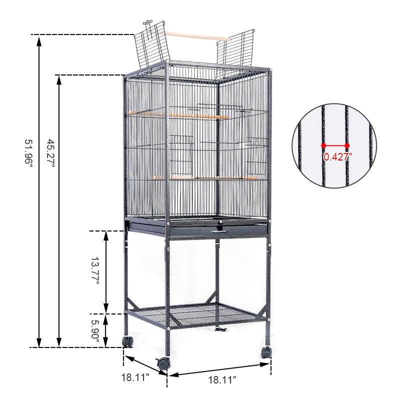 Baonan 45 Inch and 52 Inch Rooftop Luxury Large Bird Cage Large Flying Space Parrot Cage with Perch Suitable for Small Long Tailed Cockatiels Sun Conures Finches Green Cheeked Conures Budgies Lovebirds Indoor Outdoor Use