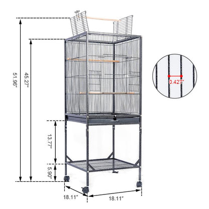 Baonan 45 Inch and 52 Inch Rooftop Luxury Large Bird Cage Large Flying Space Parrot Cage with Perch Suitable for Small Long Tailed Cockatiels Sun Conures Finches Green Cheeked Conures Budgies Lovebirds Indoor Outdoor Use