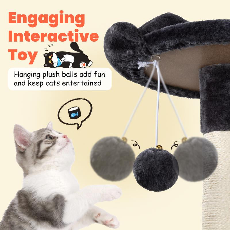 HOOMIC 64-Inch Large Cat Tree – Multi-Level Cat Tower with Durable Activity Center for Indoor Cats,Beige/Dark Grey/Grey/Pink/Leopard Print & Spot Patterns