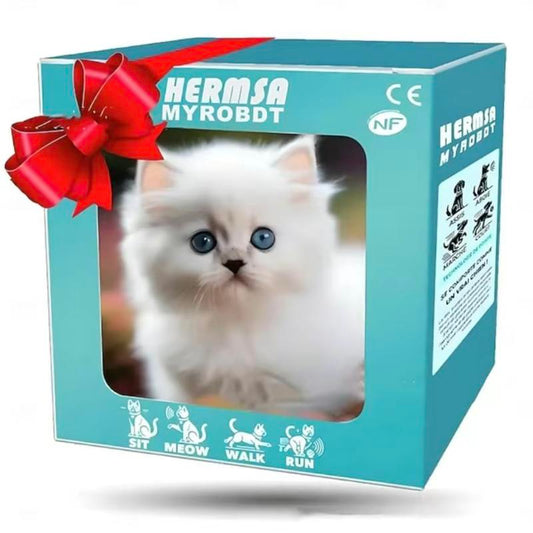 Interactive Robot Kitten, Realistic Plush Robotic Cat Toy That Walks, Wags Tail & Makes Sounds, Cute Pet Toy Gift for Kids & Adults, Perfect Christmas Present