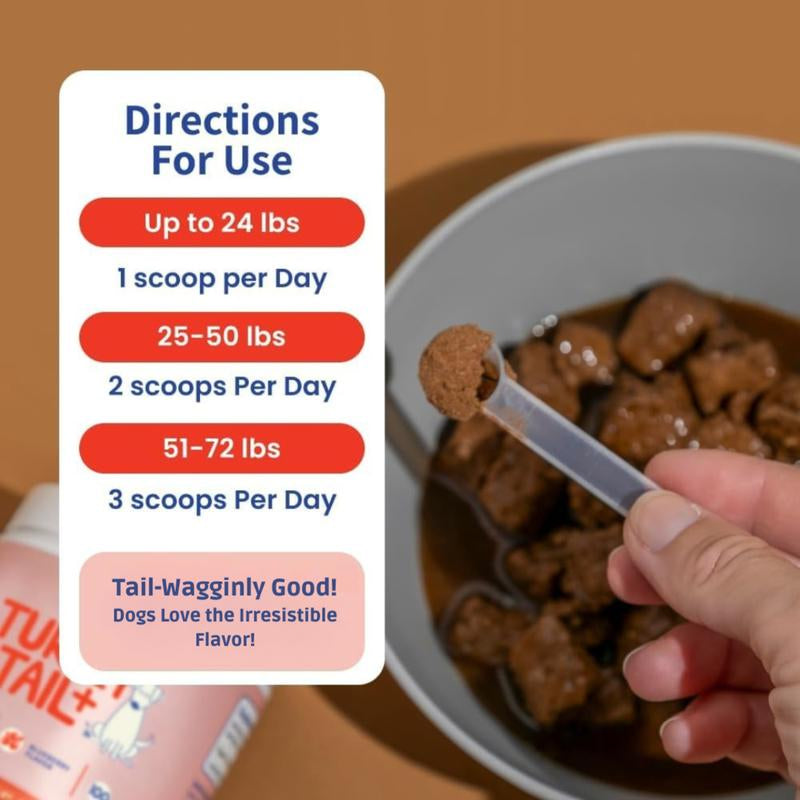 Fifth & Fido Turkey Tail+ - Dog Food Topper with Probiotics for Lipomas, Immune Support & Gut Health - 100 Servings - Bacon Flavor - Natural Allergy Relief - Supplements