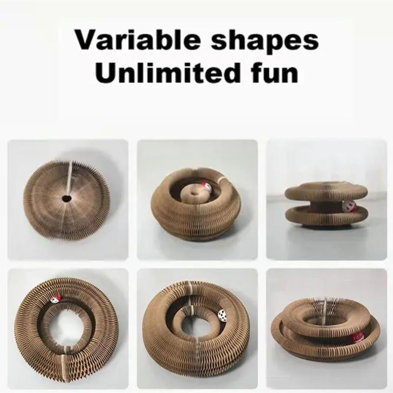 Magic Organ Cat Scratcher Board with Bell Ball, Interactive Cat Toy, Physical Exercise for Indoor Cats Toy- 1 Jingle Balls + Durable Cardboard