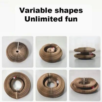 Magic Organ Cat Scratcher Board with Bell Ball, Interactive Cat Toy, Physical Exercise for Indoor Cats Toy- 1 Jingle Balls + Durable Cardboard