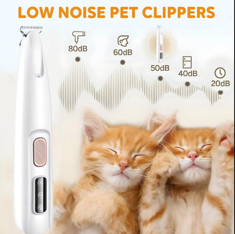 Pet Trimmer for Dogs and Cats Waterproof Shaver with LED Light 18Mm Widen Blade Multifunctional Clippers for Paws Eyes Ears Face Rump USB Rechargeable Grooming Accessories
