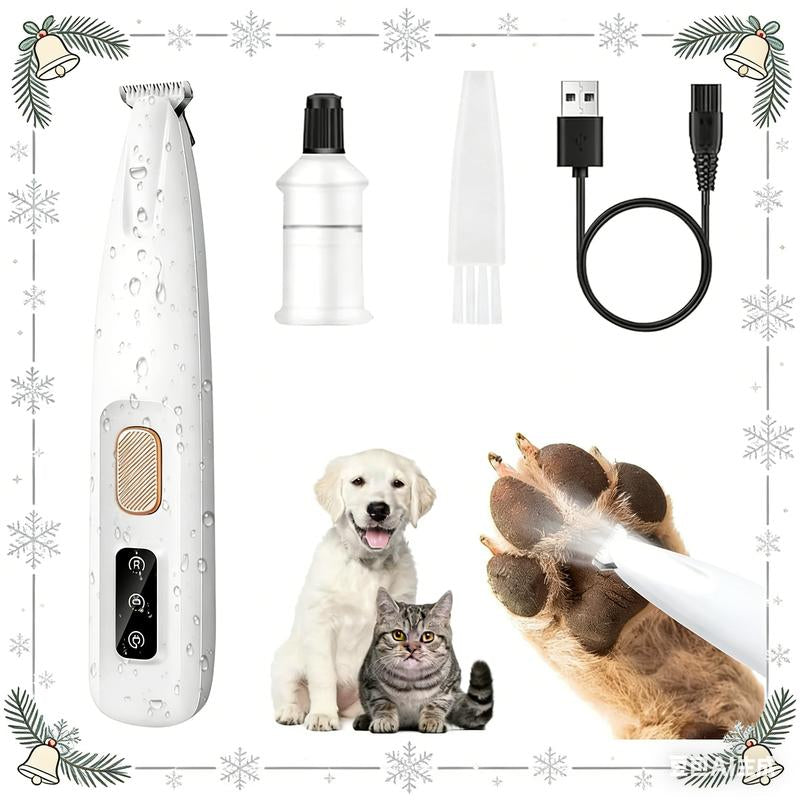 Pet Trimmer for Dogs and Cats Waterproof Shaver with LED Light 18Mm Widen Blade Multifunctional Clippers for Paws Eyes Ears Face Rump USB Rechargeable Grooming Accessories
