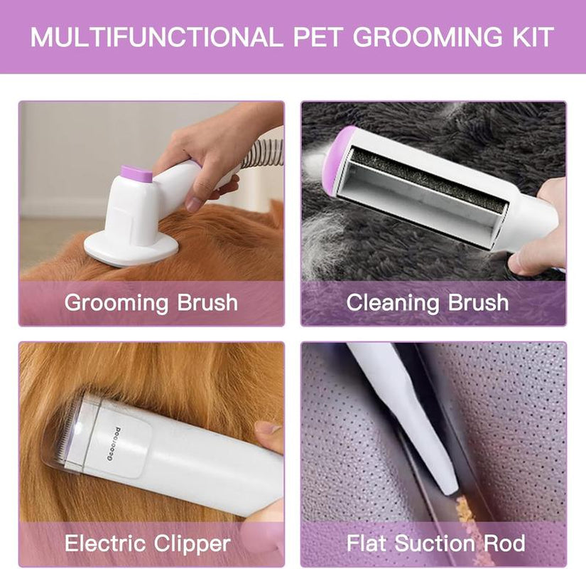 Holiday Haul - Geoorood Dog Grooming All-In-One Kit with Vacuum Brush 2.5L Large Pog, Stainless Steel Blades Lightweight Design 13Kpa Suction Force Portable Cleaning Set #Tiktokshopholidayhaul