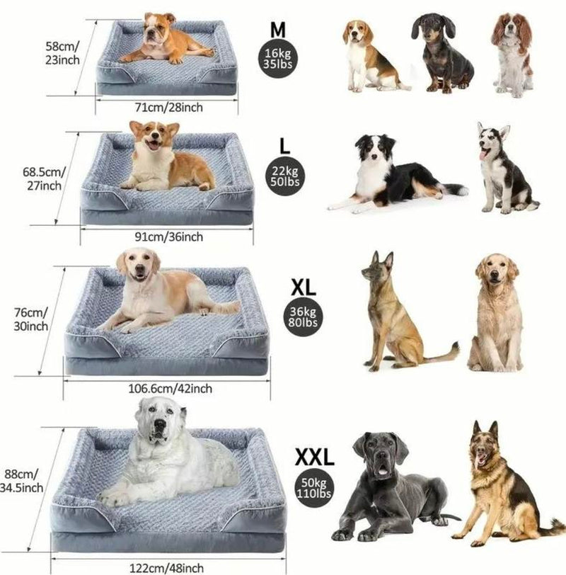 Large Dog Beds Washable Orthopedic Self Warming Bed Sofa Bed with Waterproof Lining Non Slip Bottom for Pet Sleeping Comfortable and Durable Xl/42X30X6.5Inch