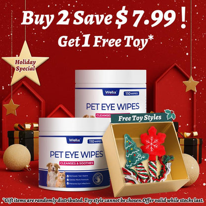 Wellix 110-Count Pet Eye Wipes - Gently Reduce Tear Stain, Debris, Discharge, Crust for Dogs & Cats