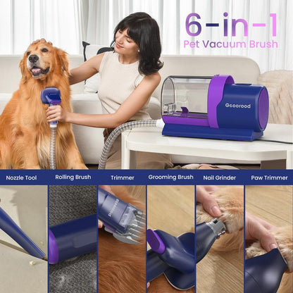 Holiday Haul - Geoorood Dog Grooming All-In-One Kit with Vacuum Brush 2.5L Large Pog, Stainless Steel Blades Lightweight Design 13Kpa Suction Force Portable Cleaning Set #Tiktokshopholidayhaul