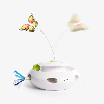 All for Paws Motion Activated Cat Toy 3-In-1 Spinning Butterfly Rolling Ball & Shooting Ribbon Interactive Kitten Play Fun Upgrade Rechargeable Safe Material