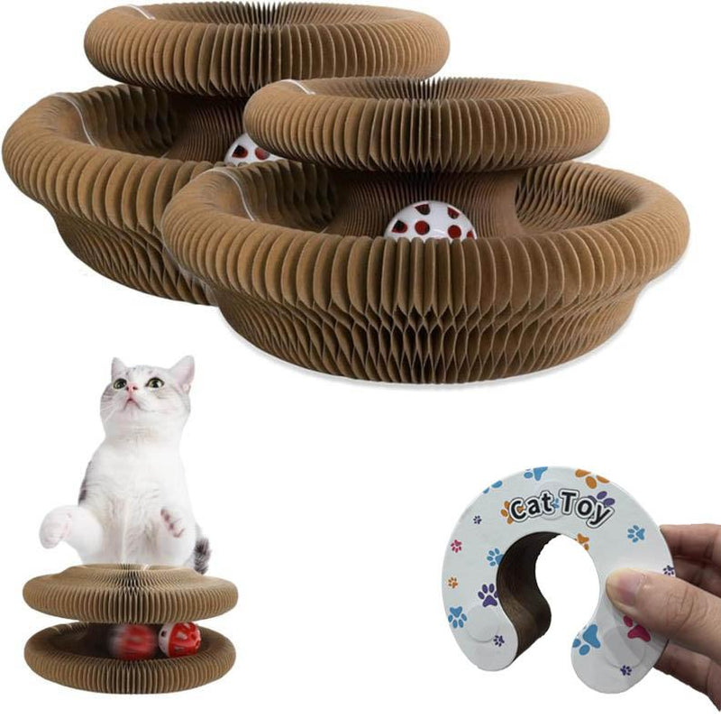 Magic Organ Cat Scratcher Board with Bell Ball, Interactive Cat Toy, Physical Exercise for Indoor Cats Toy- 1 Jingle Balls + Durable Cardboard