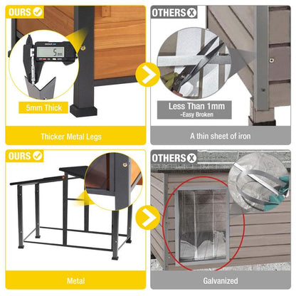 Aivituvin-Air7021 Metal Frame Wooden Dog House | Waterproof Roof,Dog Furniture,Ourdoor Dog Crate