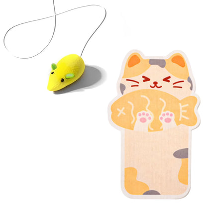 Self-Adhesive Cat Scratcher with Random Hanging Cat Toy Wall Mounted Felt Cat Scratch Mat Cats Scratcher Pad Carpet Cat Supply