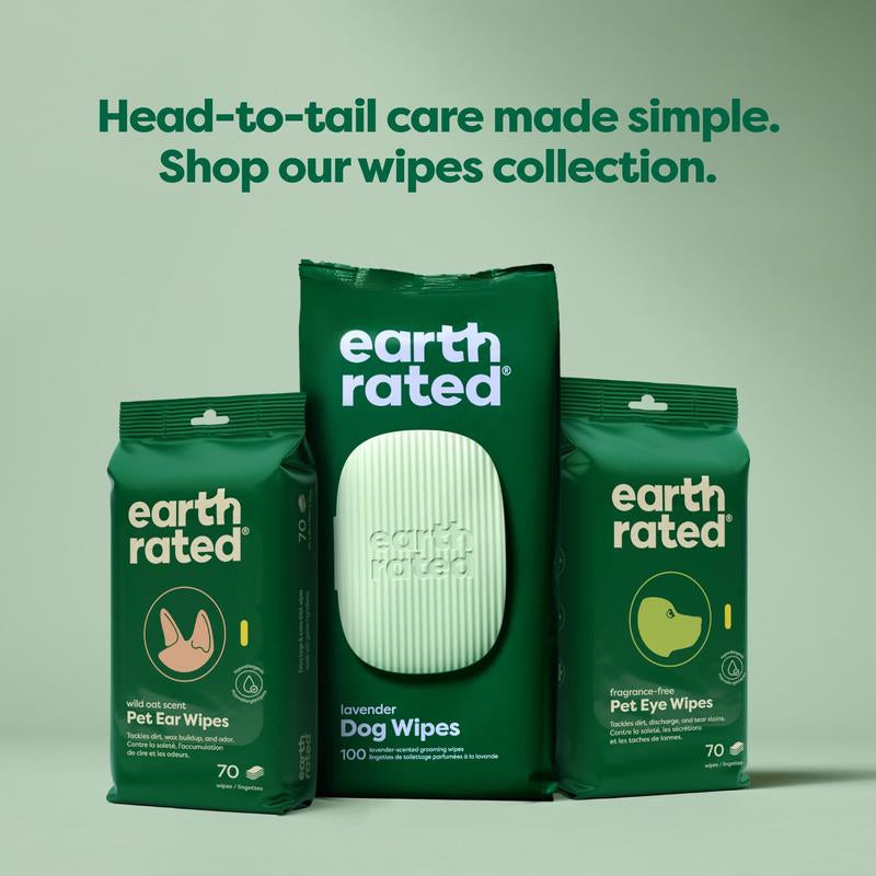 Earth Rated | 3-In-1 Pet Grooming Wipes for Dogs & Cats, Cleaning, Deodorizing & Hydrating, White Tea & Basil Scent, 400 Count