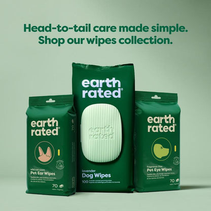 Earth Rated | 3-In-1 Pet Grooming Wipes for Dogs & Cats, Cleaning, Deodorizing & Hydrating, White Tea & Basil Scent, 400 Count