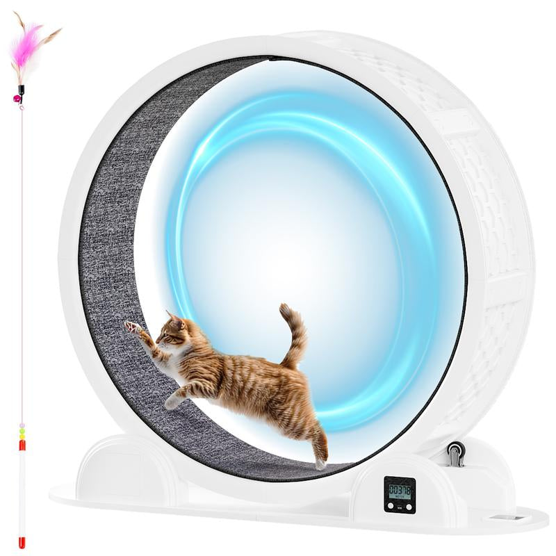41-Inch Large Exercise Wheel for Cats, Super Silent Plastic Cat Running Wheel with Removable Soft Carpet Track & Built-In Counter, Supports up to 45 Lbs for Large Breed Cats, Ideal for Multi-Cat Use